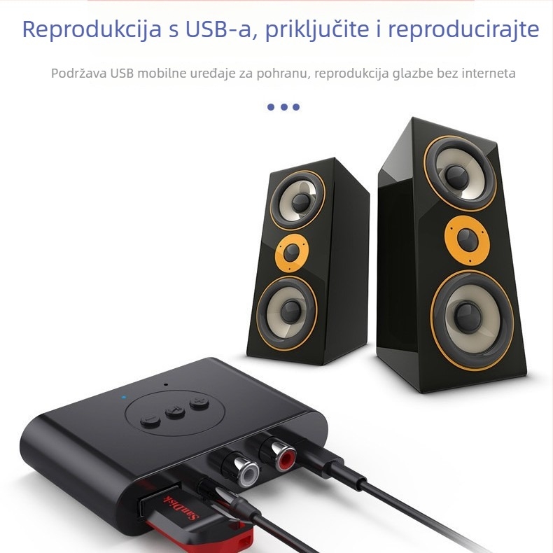 NFC Bluetooth uređaj za auto s 3.5 AUX i USB za reprodukciju glazbe, model B21, Bluetooth 5.3