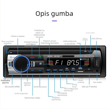 Inteligentni glasovni MP3 player za auto s Bluetoothom, slotom za karticu i automobilski radio