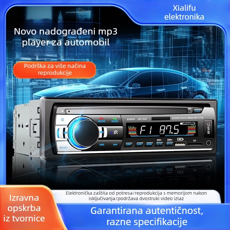 Inteligentni glasovni MP3 player za auto s Bluetoothom, slotom za karticu i automobilski radio