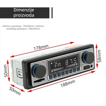 Auto MP3 player s napajanjem 12V, OLED zaslon, FM radio, MP3 reprodukcija putem USB/TF kartice, 128MB memorije