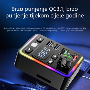 Auto Bluetooth FM transmiter M32 s digitalnim zaslonom, USB punjač za auto, napajanje 12-24V