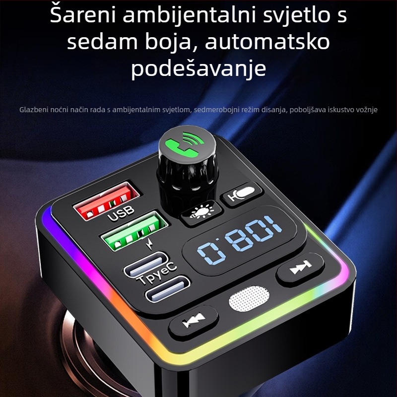 Auto Bluetooth FM transmiter M32 s digitalnim zaslonom, USB punjač za auto, napajanje 12-24V