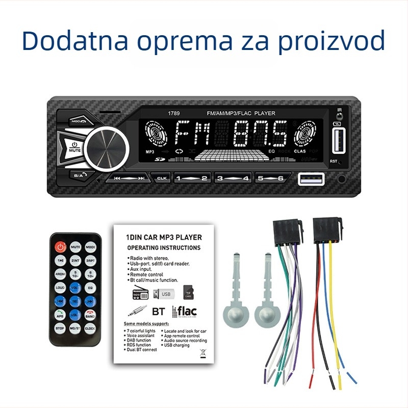 Auto MP3 player s FM radiom, dvostrukim Bluetoothom i USB-om, 12V, 128MB memorije