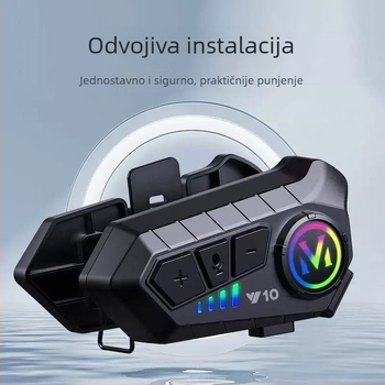 Y10 Bežični Bluetooth headset za kacigu za vožnju i dostavu — Inteligentno Glasovno Upravljanje, Dugotrajna Baterija, Mekani Mikrofon, IPX6 Vodootpornost, Bluetooth 5.3, Stereo Zvuk s Dva Kanala