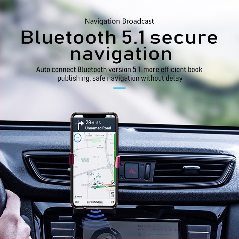 Bluetooth 5.1 FM odašiljač za auto s USB sučeljem, model T50, Plug‑and‑Play, domet 10 m, 2,4 GHz