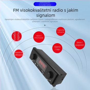 KH-030 Auto MP3 player s Bluetoothom, FM radiom, USB reprodukcijom i napajanjem putem cigaretne utičnice (8-120V)