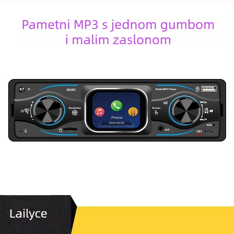 Auto MP3 player s 2,17-inčnim TFT HD dodirnim zaslonom, USB sučelje, 12V napajanje vozila, FM radio, model 2025c