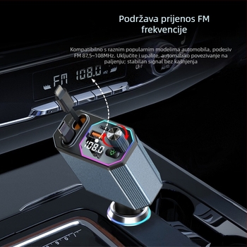 A28 auto punjač s digitalnim zaslonom USB 12-24V FM radio