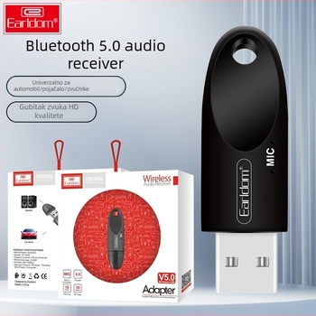 Earldom M40 Bluetooth prijemnik USB, Plug‑and‑Play za automobil, hands-free pozivi, Bluetooth 5.0, domet 10 m