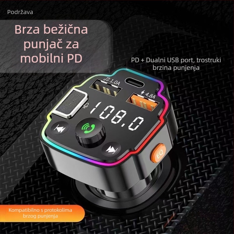 Q8 auto MP3 player s Bluetooth Hands-Free, FM transmiter, slot za karticu, USB PD brzo punjenje, napajanje 12–24V