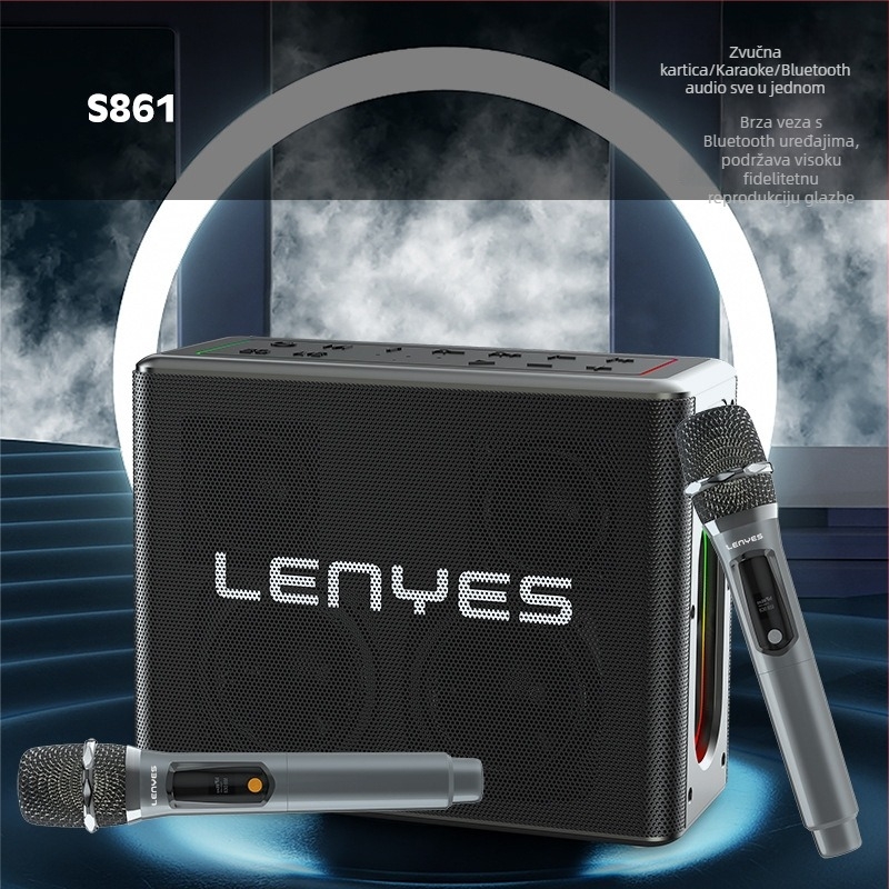 Karaoke Bluetooth zvučnik sve-u-jednom, sustav s 4 zvučnika, izlaz 150W, ugrađena baterija 6000mAh, IPX6 vodootpornost, Bluetooth 5.0