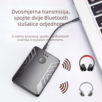 Automobilski Bluetooth 5.0 audio odašiljač-prijemnik, USB i 3,5 mm sučelje, Plug‑and‑Play, bez vanjskog napajanja, jedan na dva bežični prijenos, Hi‑Fi zvuk kvaliteta