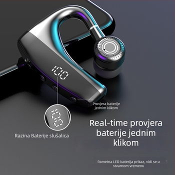 Bluetooth slušalica za jedno uho s digitalnim zaslonom, Bluetooth 5.0, domet 10 m, trajanje baterije 4–8 h, nosiva na uho, sportska slušalica