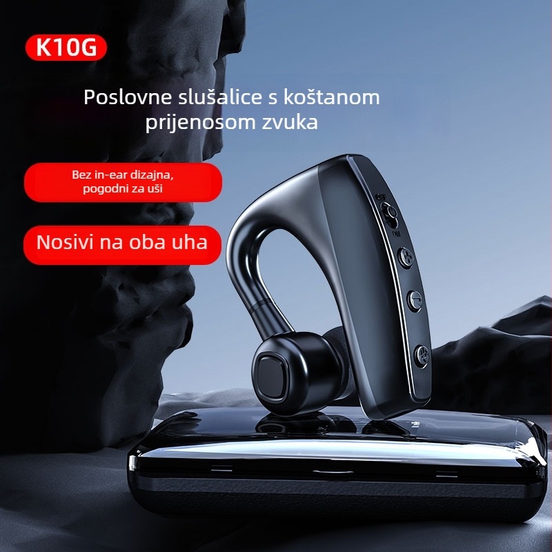 Bluetooth slušalica za jedno uho s digitalnim zaslonom, Bluetooth 5.0, domet 10 m, trajanje baterije 4–8 h, nosiva na uho, sportska slušalica