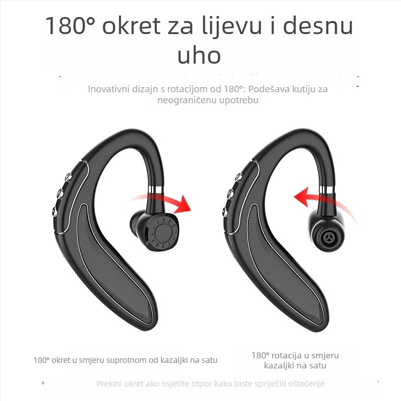 Bežične Bluetooth slušalice, jednostrani, dug vijek baterije, Bluetooth 5.3, vodootporne, domet 15 m, sportski dizajn