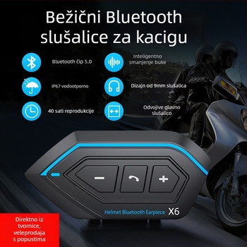 Bežične slušalice za kacigu motocikla – IP67 vodootporne, Bluetooth 5.0, niska latencija, težina 50 g, promjer zvučnika 30 mm