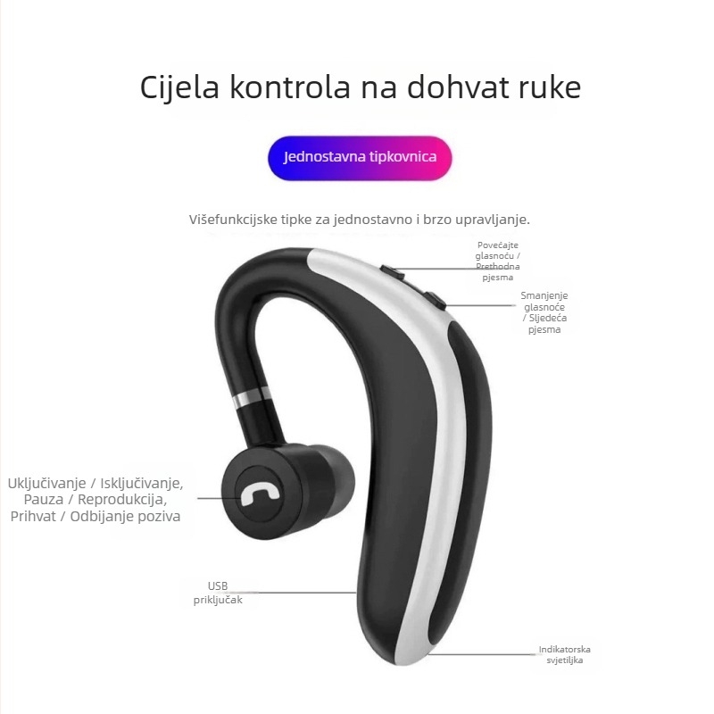 In-ear bežične Bluetooth slušalice, Bluetooth 5.4, domet 10 m, vodootporne, trajanje baterije preko 8 sati, sportski stil