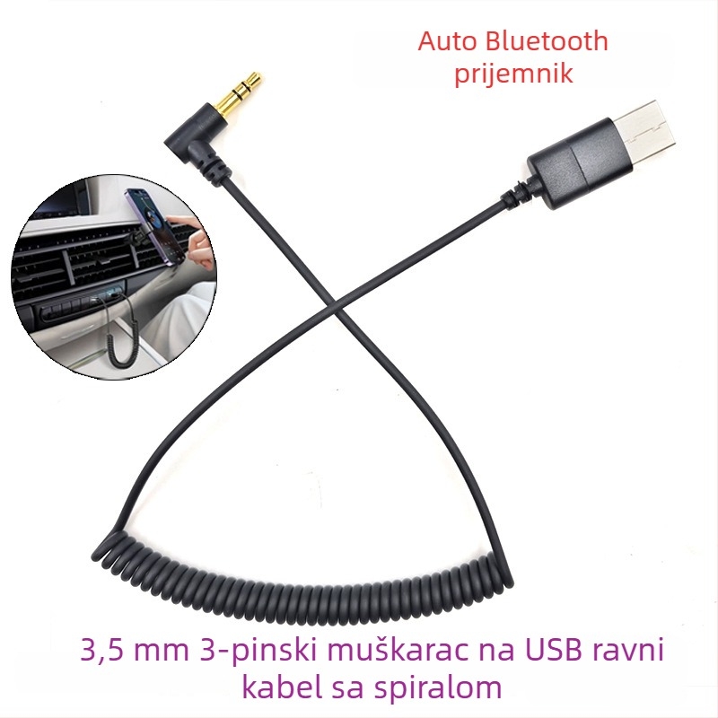Ermai Eb01 automobilni Bluetooth prijemnik – USB 2.0 adapter kabel, USB-A čip, 1,5 m kabel, za hands-free pozive