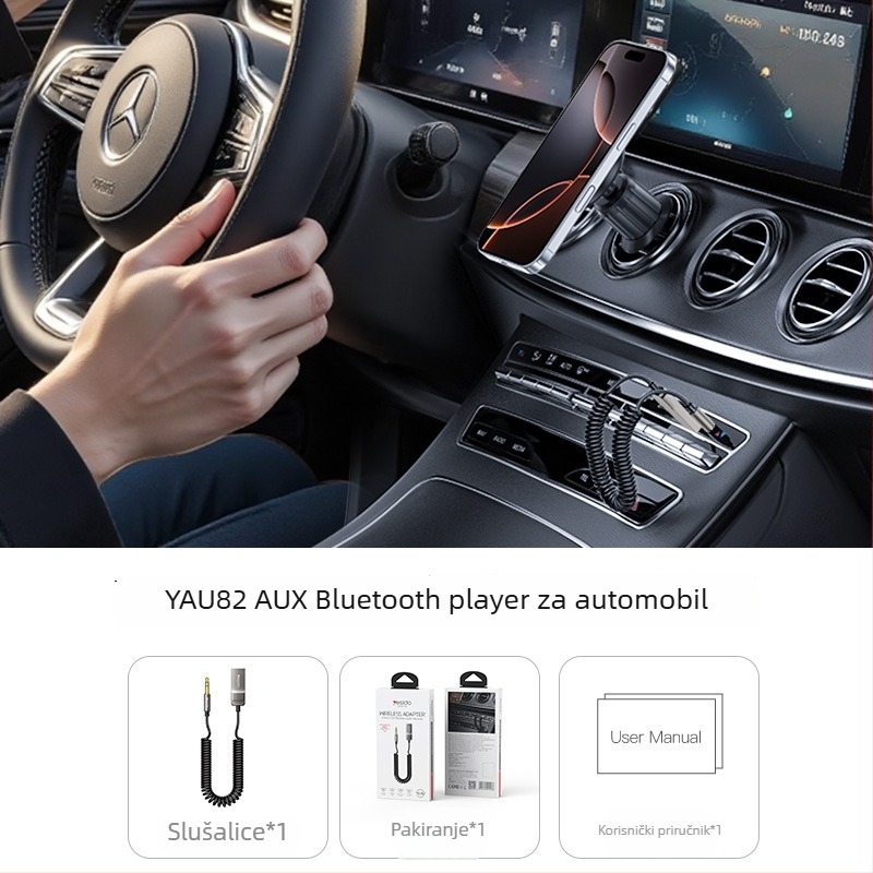 Yesido automobilni Bluetooth audio prijemnik adapter 5.0 – HD hands-free pozivi, navigacija, AUX, Bluetooth player