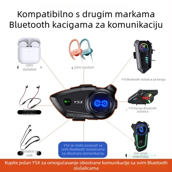 Bluetooth slušalica za motociklističku kacigu s dijeljenjem glazbe, IPX6 vodootporna, 4-osobni interkom, redukcija šuma, domet 10 m, Bluetooth 5.3