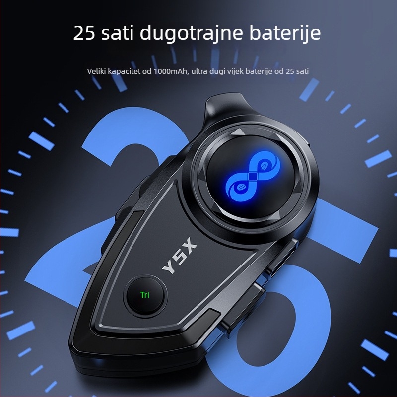 Bluetooth slušalica za motociklističku kacigu s dijeljenjem glazbe, IPX6 vodootporna, 4-osobni interkom, redukcija šuma, domet 10 m, Bluetooth 5.3