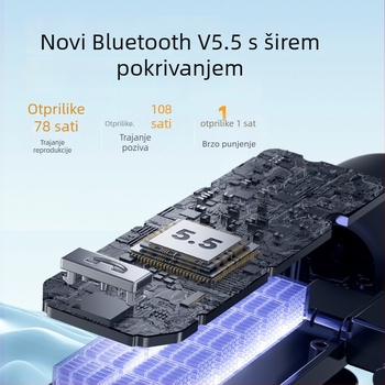 M1 Bluetooth klipsa slušalica s bežičnim mikrofonom za Android, automobil kompatibilan, mono/stereo, Bluetooth 5.5, doseg 10 m, trajanje baterije 8 h, digitalni zaslon