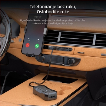 Automobilski Bluetooth audio prijemnik i adapter s Hands-Free AUX, model W23s, Type-C sučelje, težina 15 g, napajanje 5V, bez zaslona