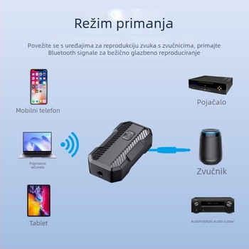 Automobilski Bluetooth audio prijemnik i adapter s Hands-Free AUX, model W23s, Type-C sučelje, težina 15 g, napajanje 5V, bez zaslona