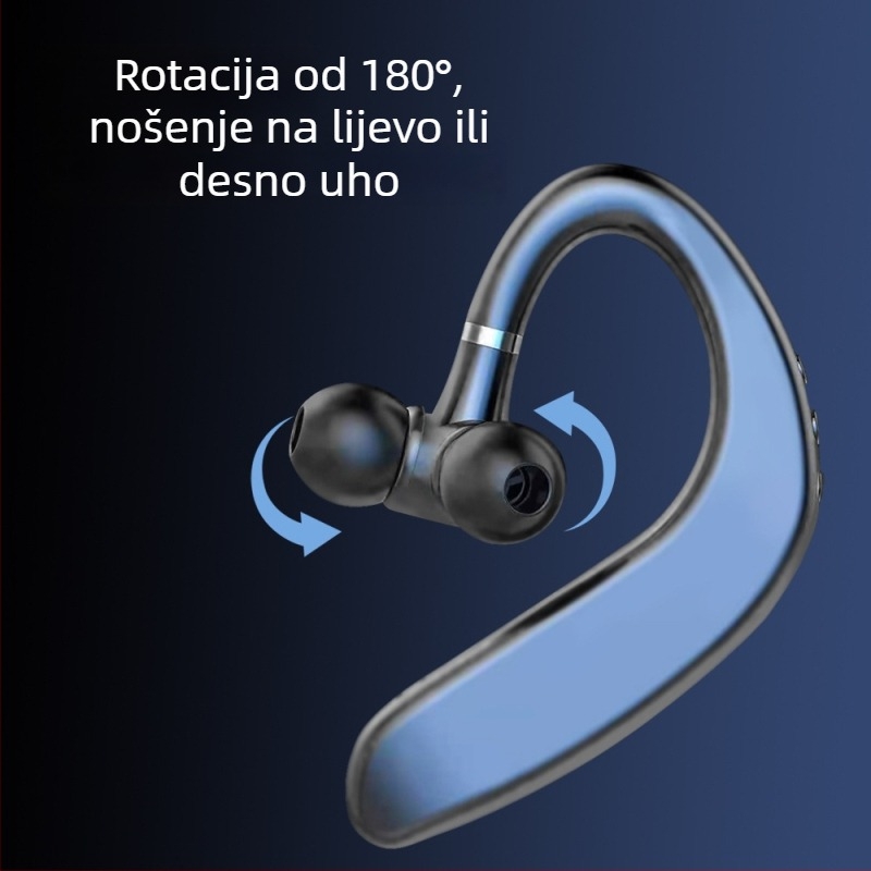 Bežične Bluetooth slušalice 5.0, na uho, jednostrane, trajanje baterije 4–8 sati, domet 10 m, pozivi i glazba