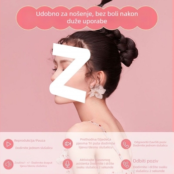 In-ear Bluetooth slušalice 2025: redukcija buke, dugotrajna baterija >8 sati, Bluetooth 5.0, IPX6 vodootpornost, Qualcomm čip, univerzalna kompatibilnost sa svim telefonima