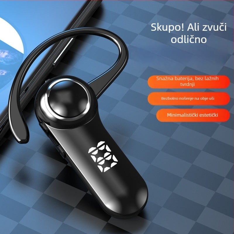 Bežične Bluetooth slušalice s klipsom za uho, mono, Bluetooth 5.0, domet 10 m, trajanje baterije >8 h