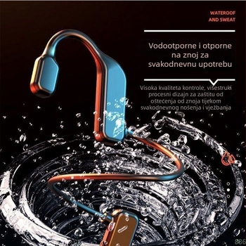 Bežične slušalice s kostnom vodljivostošću za sport – otvoreno uho, trajanje baterije preko 8 sati, Qualcomm čip, Bluetooth 5.0, IPX6 vodootporne