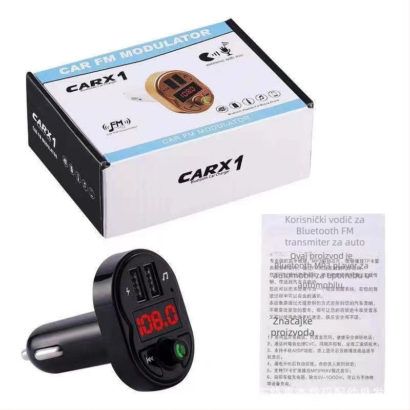 Automobilski Bluetooth MP3 player X1 s USB, FM radio, napajanje 12–24V, reprodukcija 222 min (X1, USB, FM radio, 12–24V, 222 min)
