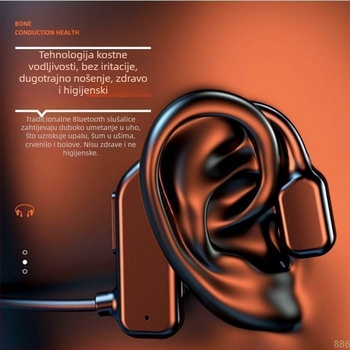 Bežične slušalice za koštanu provodljivost – otvoreno uho, Bluetooth 5.0, Qualcomm čip, IPX6 vodootpornost, trajanje baterije >8 h