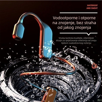 Bežične slušalice za koštanu provodljivost – otvoreno uho, Bluetooth 5.0, Qualcomm čip, IPX6 vodootpornost, trajanje baterije >8 h