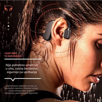 Bežične slušalice za koštanu provodljivost – otvoreno uho, Bluetooth 5.0, Qualcomm čip, IPX6 vodootpornost, trajanje baterije >8 h
