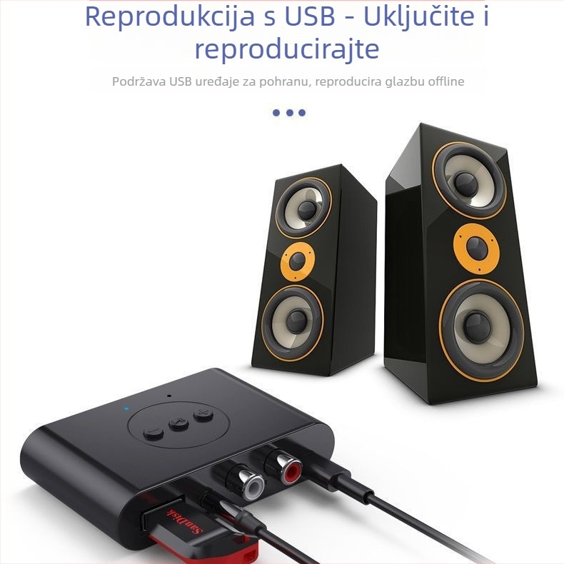 NFC Bluetooth 5.3 automobilni prijemnik za glazbu s Hands-Free, USB/RCA/3,5 mm sučelja, model B21