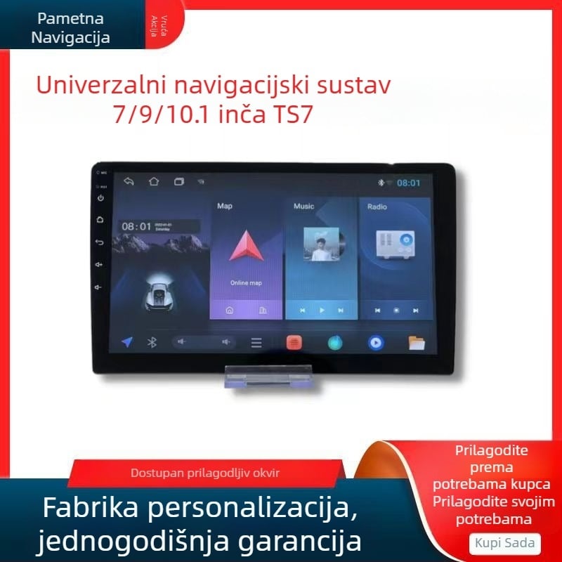 MP5 automobilska GPS navigacijska All-in-One jedinica (Kapacitivan dodirni zaslon, Napajanje 12V, Izlaz 4x45W, Model TS7, Univerzalna kompatibilnost)