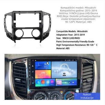 Auto radio jedinica s DVD navigacijom za Mitsubishi Triton/L200 (2015–2019) s zaslonom 1280x720 QLED/IPS, kompatibilna s automatskim mjenjačem