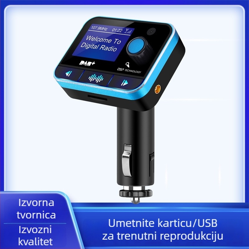 Auto DAB digitalni radio s Bluetooth MP3 playerom i FM odašiljačem, USB MP3 reprodukcija, napajanje 12-24V