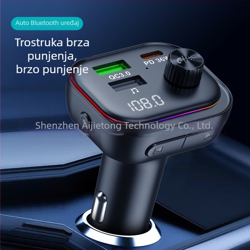 Automobilski Bluetooth MP3 player s FM transmiterom i PD 30W QC3.0 brzo punjenje (Model T92, Marka Agetunr, 12-24V, QC+PD sučelje)