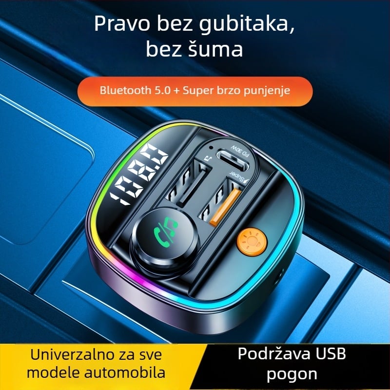 Automobilski Bluetooth MP3 player s podrškom za USB flash pogon, auto punjač na upaljač, univerzalna kompatibilnost