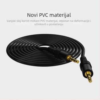 3,5 mm muško–muški audio kabel za automobil i multimediju, zlatni konektori, CCS jezgra; pogodan za auto audio, mobitel, TV, računar, tablet, MP3