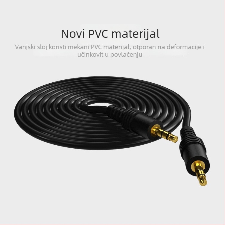3,5 mm muško–muški audio kabel za automobil i multimediju, zlatni konektori, CCS jezgra; pogodan za auto audio, mobitel, TV, računar, tablet, MP3