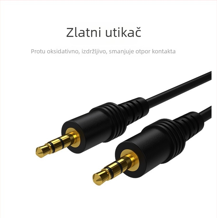 3,5 mm muško–muški audio kabel za automobil i multimediju, zlatni konektori, CCS jezgra; pogodan za auto audio, mobitel, TV, računar, tablet, MP3