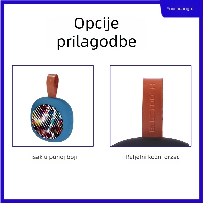 Bluetooth prijenosni mini zvučnik za stolne i vanjske uvjete, IPX5 vodootporan, izlaz 5W, Bluetooth 5.3, ugrađena baterija 800–1000 mAh, frekvencijski raspon 100 Hz–20 kHz