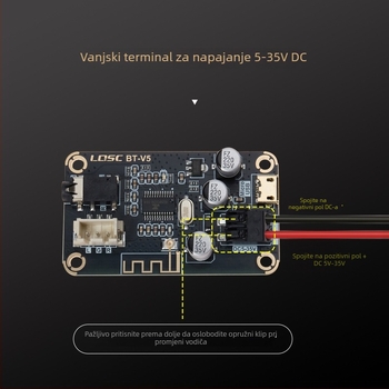 MP3 Bluetooth dekodirajuća pločica s 5.1-kanalnim audio pojačalom za automobil (BT-V5; niskošumni LDO čip; Bluetooth naziv: LQSC_BT; Napajanje: DC5V-35V)