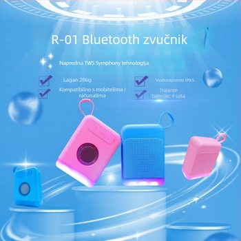 Bluetooth zvučnik R01 sa dva zvučnika, 8 sati reprodukcije, IPX5 vodootporan, Bluetooth 5.2
