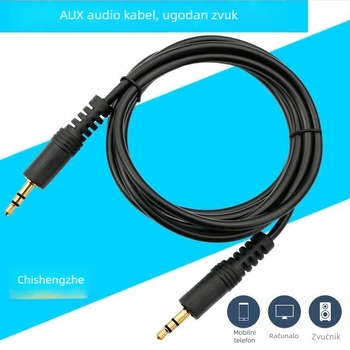 Automobilski AV audio kabel 3.5mm muški-muški, pozlaćen, optičko vlakno, MP3 kompatibilan