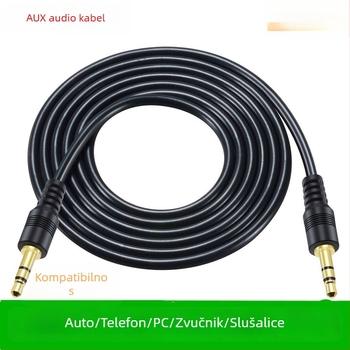 Automobilski AV audio kabel 3.5mm muški-muški, pozlaćen, optičko vlakno, MP3 kompatibilan